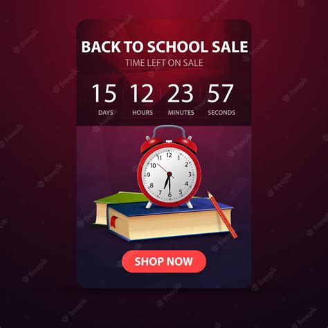 Back to school, web banner with countdown to the end of the sale with ...