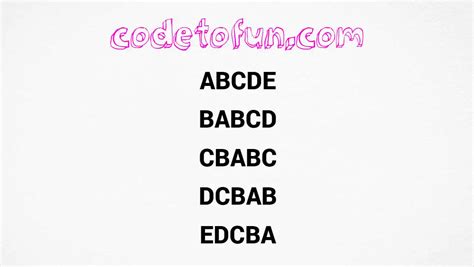Image result for C for Loop Programming Alphabetical Patter