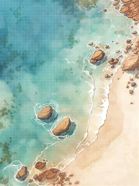 Beach Battlemaps, Island Map, Dnd Maps, D&D, Coastal, Sea, Gridded Maps, Roll20, Dungeon Master ... - shore of dreams dnd map