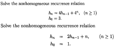 Image result for Homogeneous and Non Homogeneous Recurrence Relation Questions