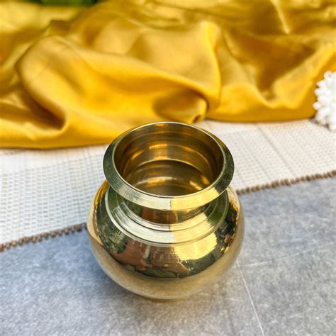Ambi 100% Pure Brass Pooja Madrasi Lota for Pooja / Abhishek -3 Inches