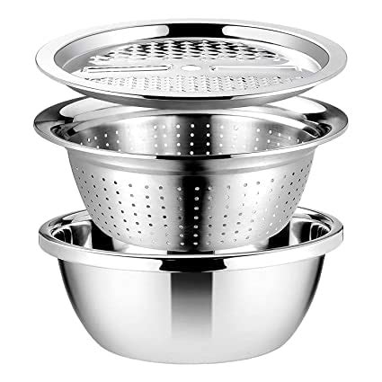PRSHOP IT Stainless Steel 3 in 1 Kitchen Multipurpose Kitchen Bowl ...