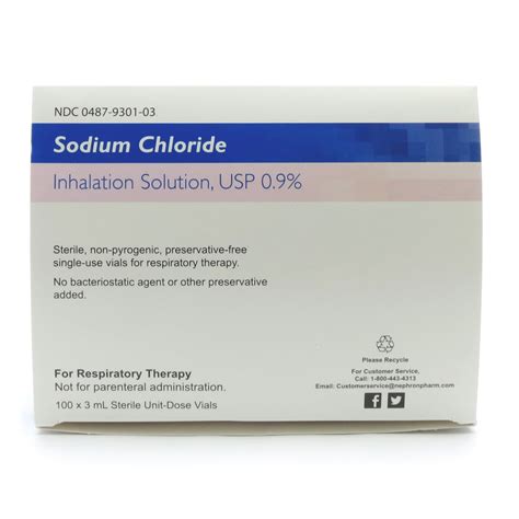 Sodium Chloride 0.9% Inhalation Solution, Single Dose Vial 3 mL, 100 ...
