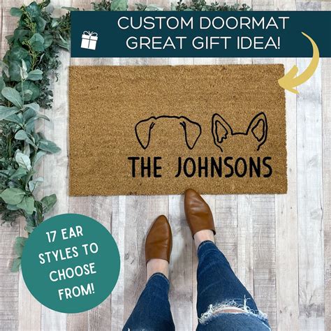 Custom Dog Doormat, Dog Ear Door Mat, Personalized Dog Gift, Last Name ...