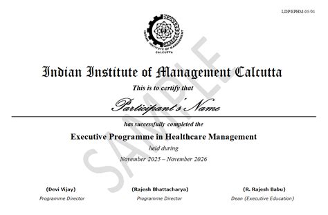 Executive Programme in Healthcare Management (EPHM) | IIM Calcutta