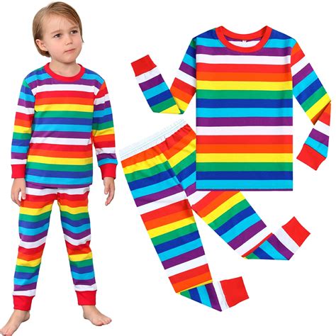 Kids Pajamas Boys Pyjamas Set Toddler Rainbow Stripe Pijamas Children ...