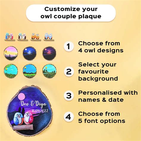 Buy Personalized Pebble Owl Wall Decor for Couples Online On Zwende