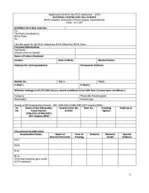 Fillable Online nccs res Download Application Form - National Centre ...