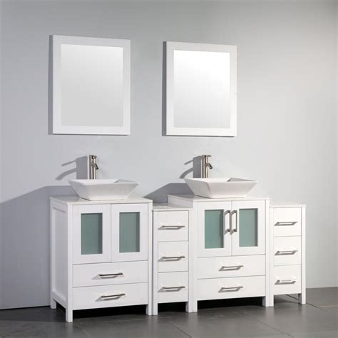Vanity Art Ravenna 72" Double White Freestanding Vanity Set With White ...
