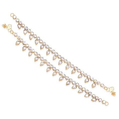 I Jewels Traditional Gold Plated Kundan Payal Anklets Jewellery for ...