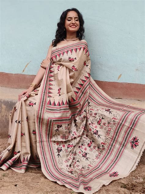 Tussar kantha saree