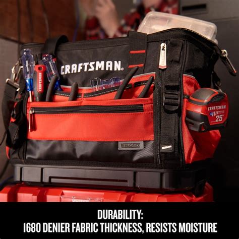 CRAFTSMAN VERSASTACK Red/Black Polyester 17-in Zippered Tool Bag ...