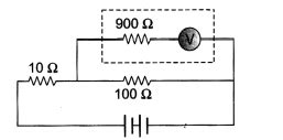 The potential differece across the 100 Ω resistance in the following ...
