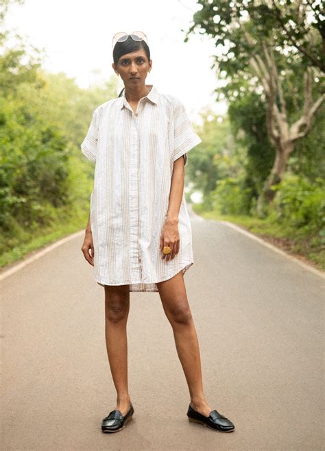 Buy No Nasties Sand Stripe Shirt Dress Organic Cotton Summer Dress For ...