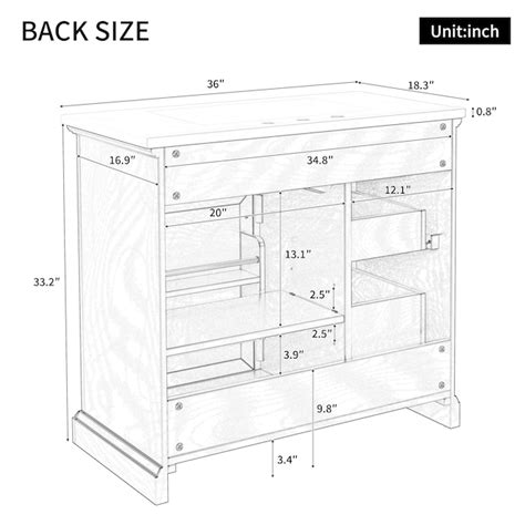 Tatayosi 36 Inch White Bathroom Vanity with Ceramic Sink and Four ...