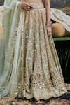 Buy Green Organza, Chanderi Noor Jahan Floral Gota Patti Bridal Lehenga ...
