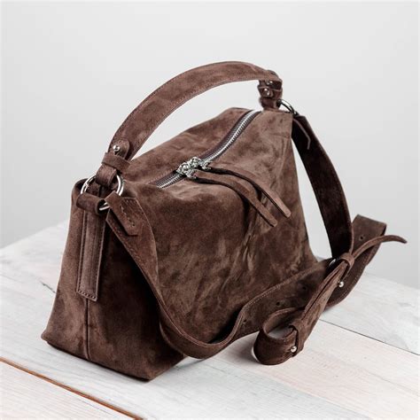 Brown Small Suede Tote Bag, Crossbody Hobo Handbag, Suede Shoulder ...