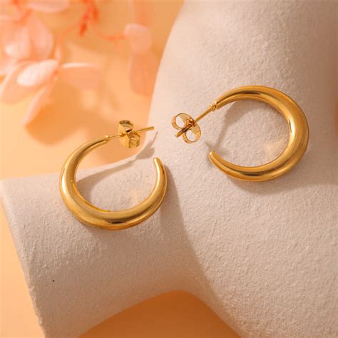 Bold Crescent Hoop Earrings – Anti-Tarnish – BlingVows