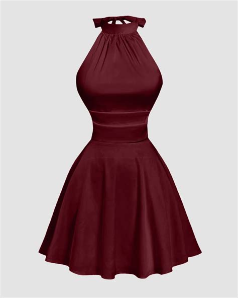 Red Halter Neck Ruched Mini Dress – Littlebox India
