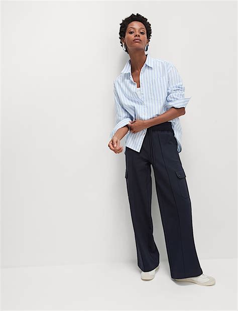 Buy Ponte Utility Wide Leg Trousers at Marks & Spencer
