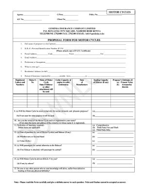 Fillable Online Proposal Form - Geminia Insurance Fax Email Print ...