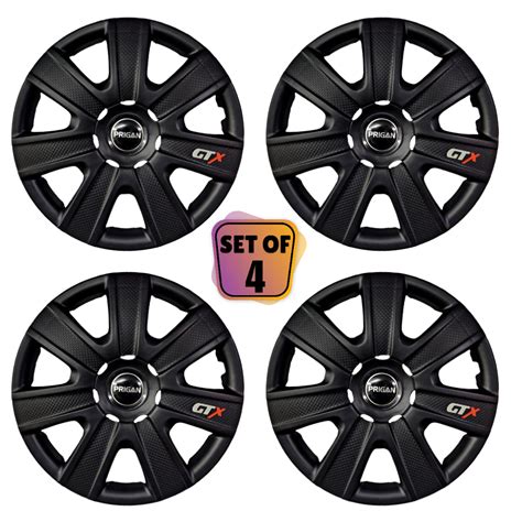 PRIGAN GTX BLACK WHEEL COVER (Set of 4) AVAILABLE IN 12,13,14,15,16,17 ...
