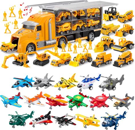Amazon.com: JOYIN 25pcs Die-cast Construction Play Vehicle Set with 16 ...