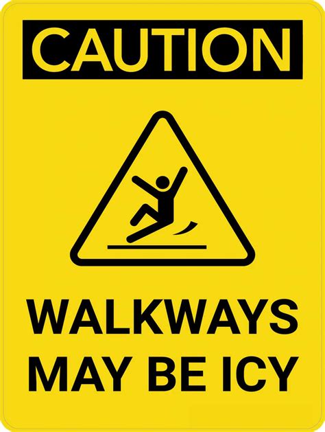 Walkways May Be ICY Portrait with Icon - Wall Sign Sign Board Water ...