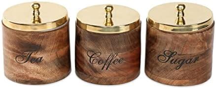 Dudki Mango Wood Canister Sets Airtight With Lids Storage Container For ...