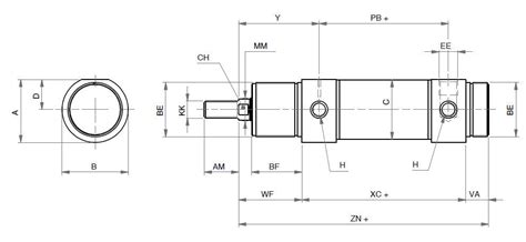 Pneumatic cylinder - ISM - ARTEC SRL - single-acting / round