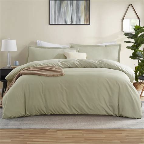 Nestl Twin Duvet Cover Set - Double Brushed Sage Green Duvet Cover Twin ...