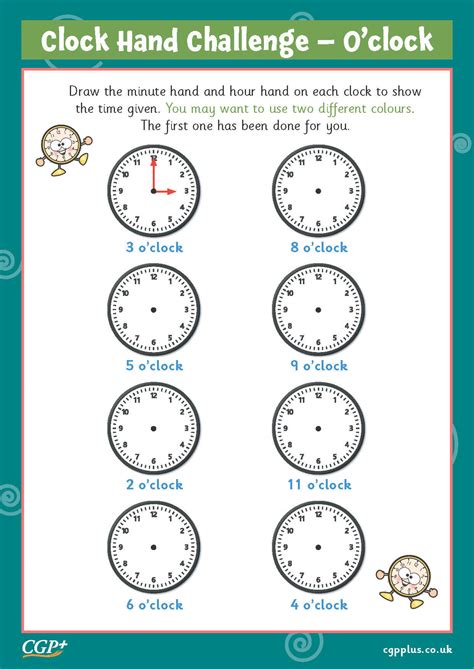 Clock Hand Challenge — OClock (Year 1) | CGP Plus - Worksheets Library