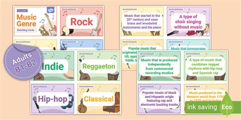 ESL Music Genre Matching Cards [Adults, B1-B2] - Twinkl