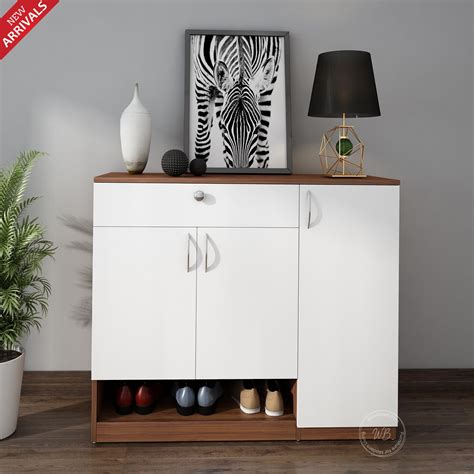 Gleam Shoe Cabinet | Walnut and Frosty White