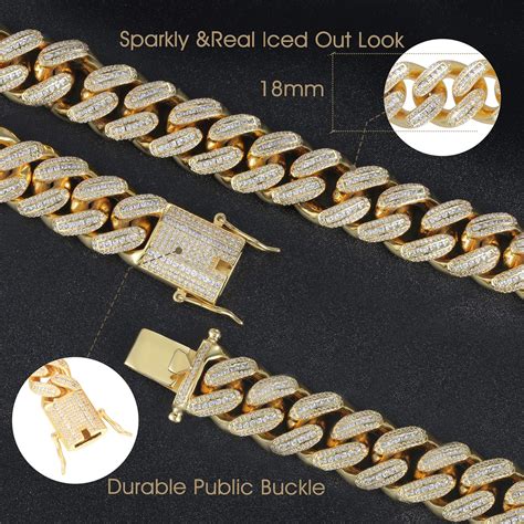 Buy PY BLING Hip Hop Mens 18mm White Gold/18K Gold Plated Full Iced Out ...