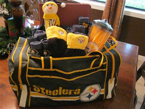 Steelers gift bag - complete with fuzzy socks, Christmas ornament ...