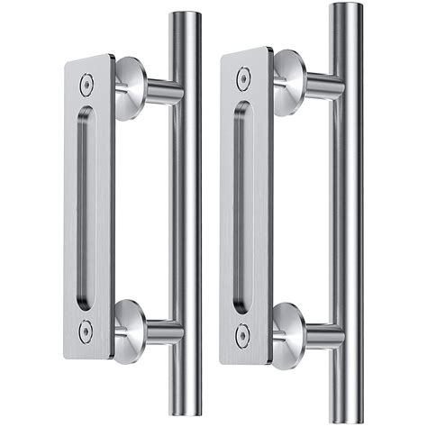 EaseLife 12" Stainless Sliding Barn Door Handle with Flush Pull Set ...