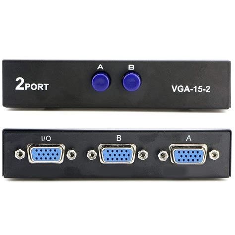 Jay 2 in 1 Out 2 Port VGA Switch Press Button Two Way VGA Video ...