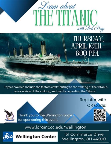 Learn About the Titanic, LCCC Wellington Center, 10 April 2025 | AllEvents