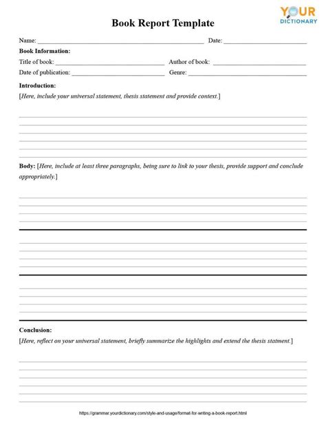 Format For Writing A Book Report Intended For Book Report Template High ...