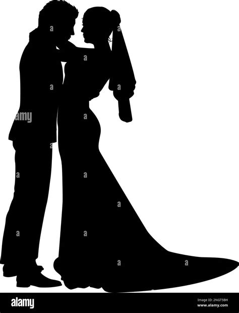 Bride And Groom Couple Wedding Dress Silhouettes Stock Vector Image & Art - Alamy