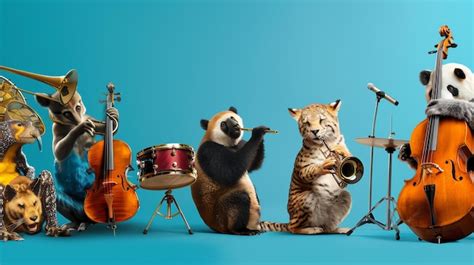 A band of animals playing musical instruments | Premium AI-generated image
