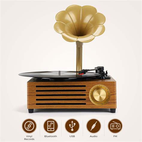 Asmuse Vinyl Record Player, Retro Turntable Bluetooth Vintage ...
