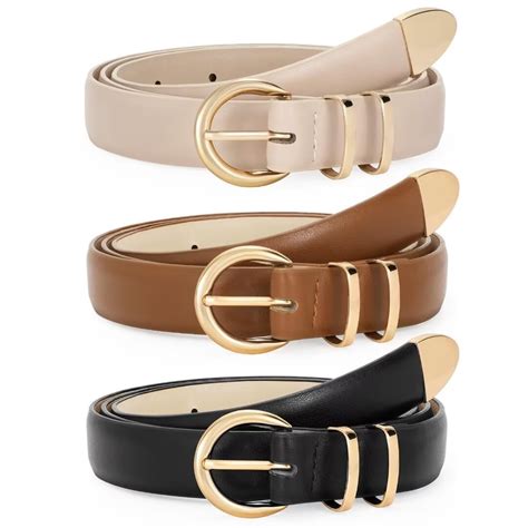 WHIPPY Women's Skinny Leather Belts for Jeans Dresses Ladies Black ...