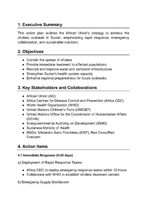 AU Draft Plan: Cholera Response Strategy for Sudan - Studocu