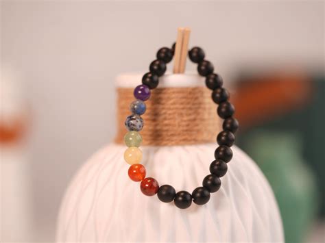 Seven Chakra Black Matte Bracelet: Balance in Elegance The Last Monk.