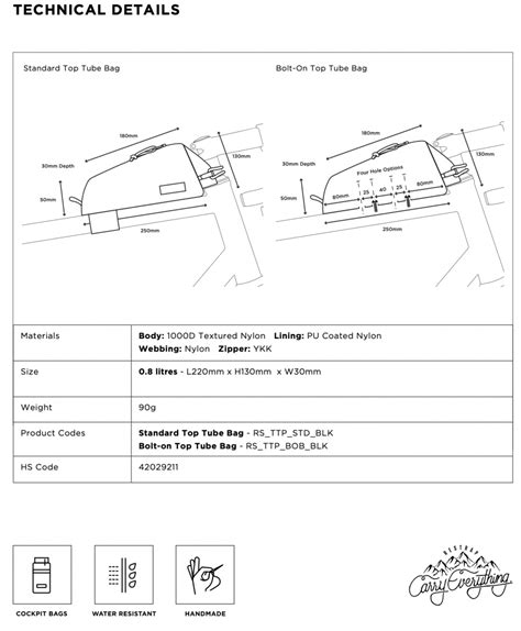 Restrap Bolt - on Top Tube Bag - Black | Cyclop.in