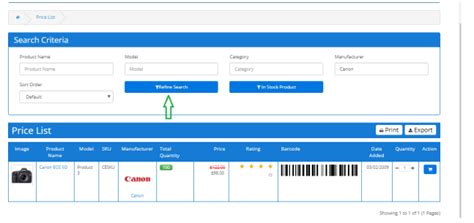Opencart - Product Price List