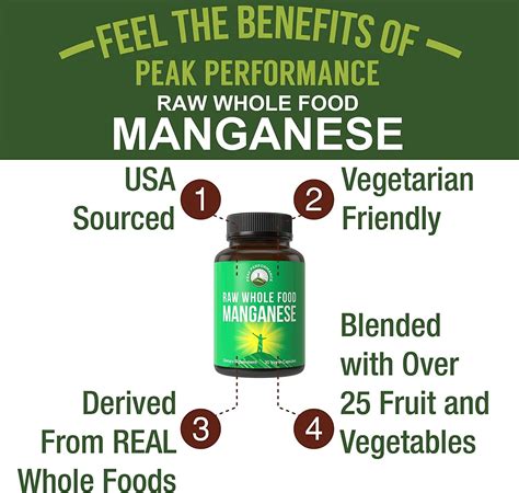 Raw Whole Food Manganese Supplement - Supports Connective Tissue & Bone Health - Superior ...