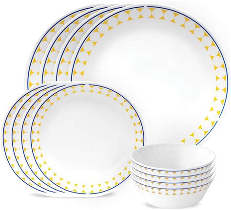 Corelle MilkGlass 12-Pc Dinnerware Set, Service for 4, Durable and Eco ...